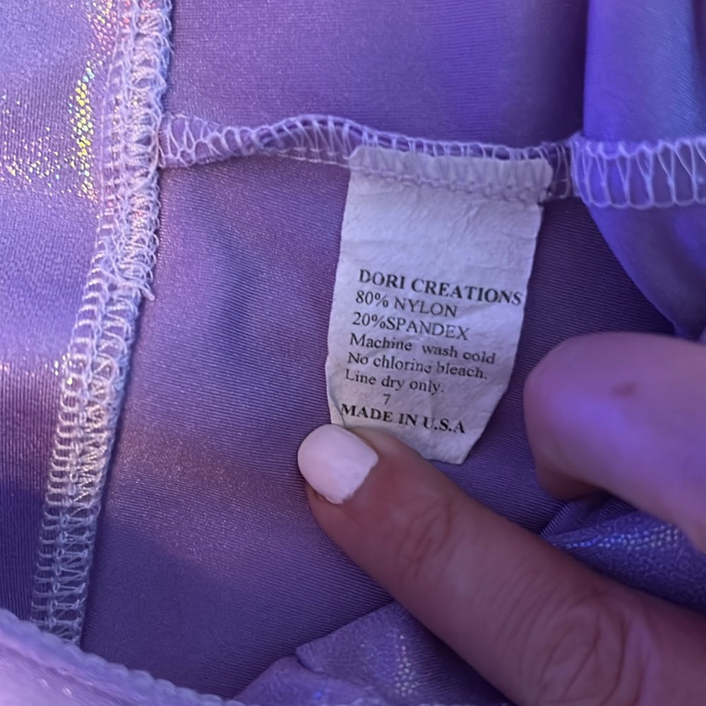 Dori Creations Purple Shiny Spandex Shorts Sz 7 - Picture 3 of 3